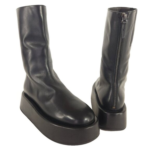 Marsell Piattaforma Boots Size 38 US 8 Womens Black Leather AS-IS $1525 - Picture 2 of 11